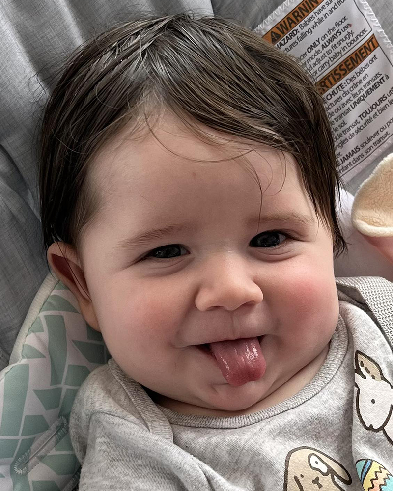 
grandpa Ron taught Rulee how to stick his tongue out.